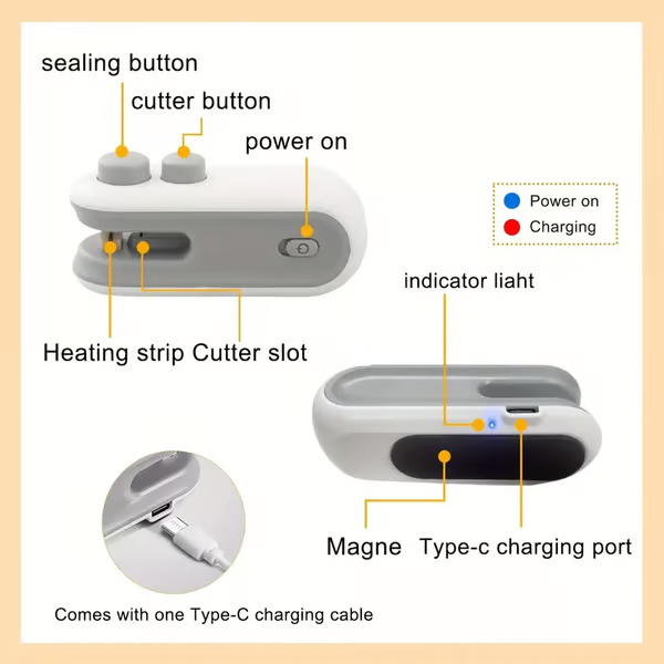 Mini Sealer Small Household Hand Pressure Sealer Portable Snack Plastic Bag Heat Sealing Machine